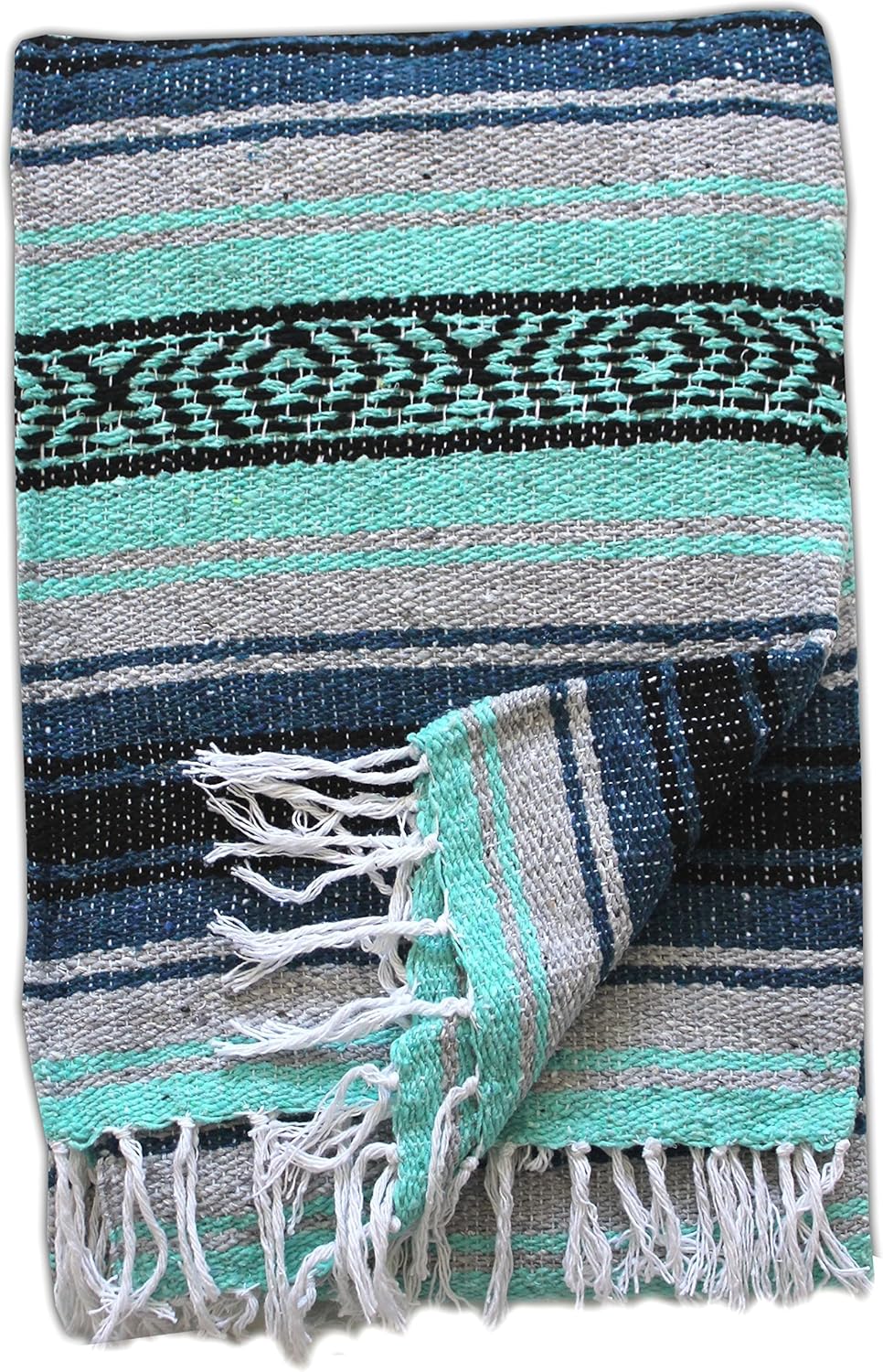Del Mex Classic Mexican Blanket, Large Authentic Woven Falsa Throw (70"x50"), Artisan Southwest