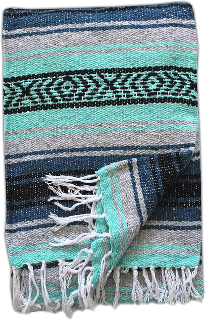 Del Mex Classic Mexican Blanket, Large Authentic Woven Falsa Throw (70"x50"), Artisan Southwest