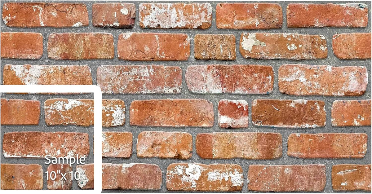 Dundee Deco 3D Wall Panels Faux Brick - Cladding, Red Orange Stone Look Wall Paneling, Styrofoam