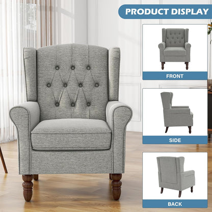 UIXE High Back Accent Chairs Set of 2, Upholstered Armchair in Fabric, Retro Wingback Arm Chair for