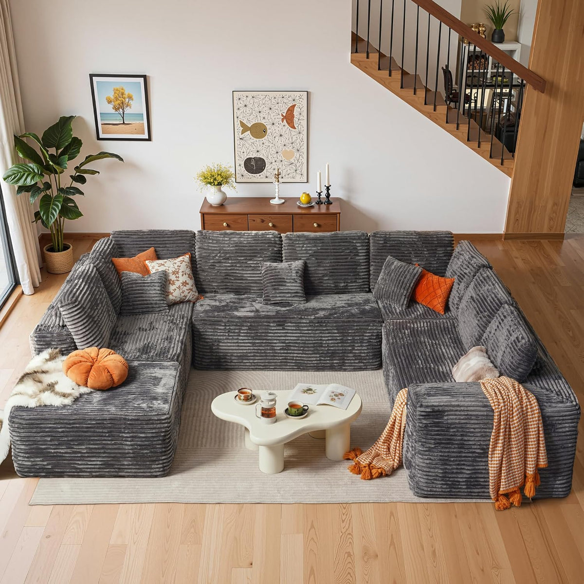 Cloud Sectional Couches for Living Room,U Shaped Modular Sofas No Assembly,135x100 Inches Plush