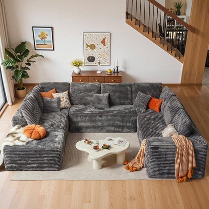 Cloud Sectional Couches for Living Room,U Shaped Modular Sofas No Assembly,135x100 Inches Plush