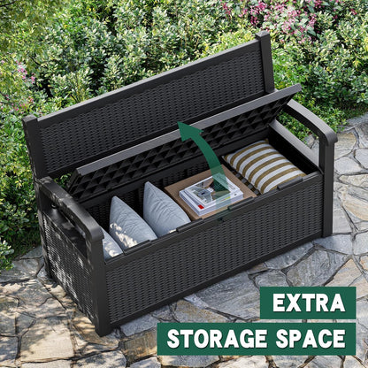 70 Gallon Lockable Outdoor Storage Bench Waterproof, Deck Box Bench for Patio, Porch, Garden