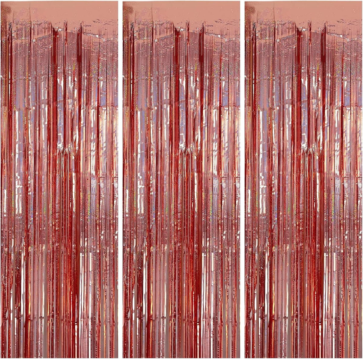 3 Pack Rose Gold Fringe Curtain Backdrop Birthday Bachelorette Party Decorations Metallic Tinsel