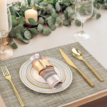Placemats Set of 4 - Easy Clean Washable Vinyl Placemats - Wipeable Heat Resistant Table Mats for