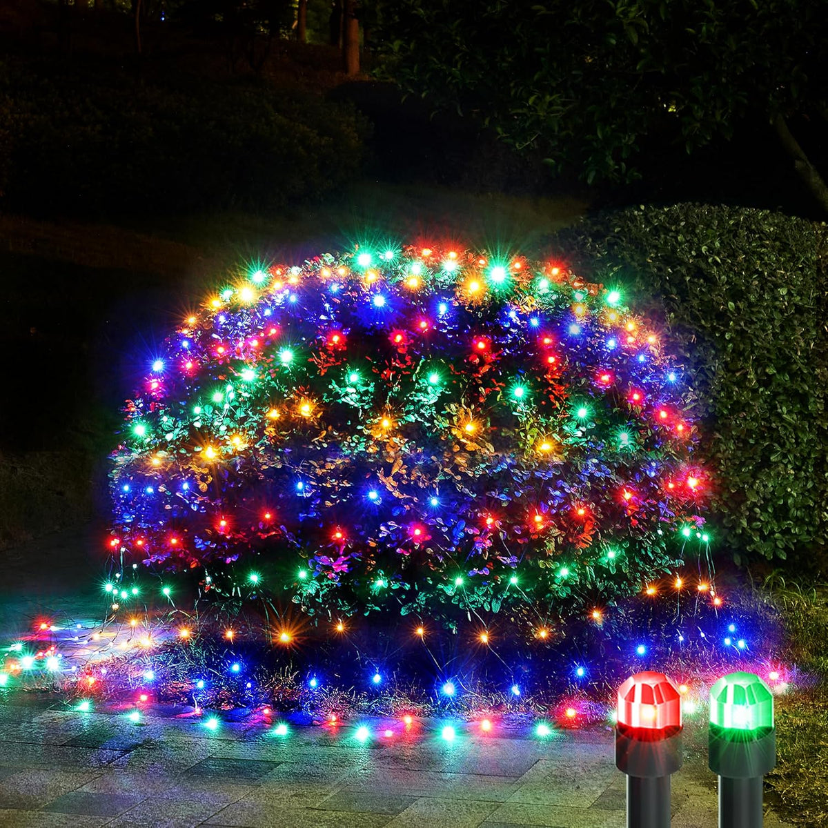 WBao Christmas Lights Outdoor 200LED F8 Big Bulbs, 8.4ft x 5.2ft Christmas Bushes Lights with 8