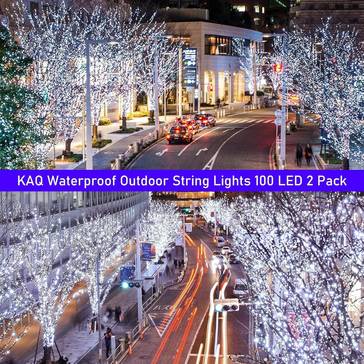 Solar String Lights Outdoor Waterproof 2PK 200LED 66FT Twinkle Lights Auto On/Off Solar Powered LED