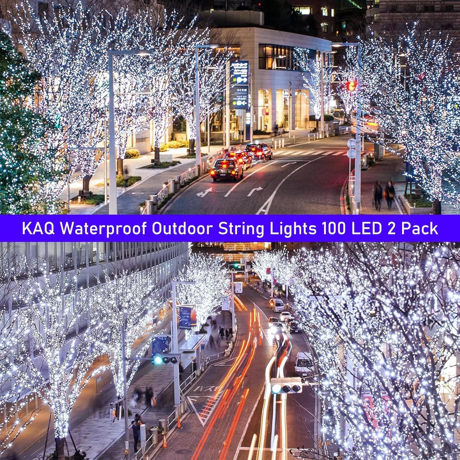 Solar String Lights Outdoor Waterproof 2PK 200LED 66FT Twinkle Lights Auto On/Off Solar Powered LED
