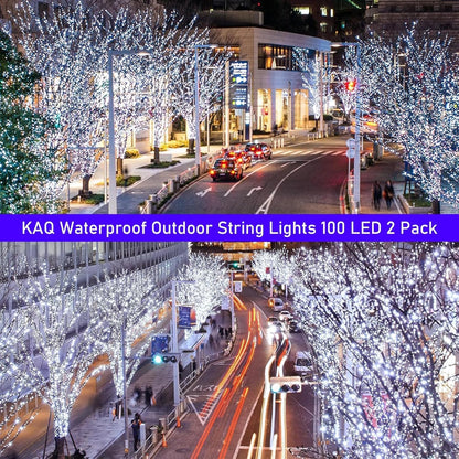 Solar String Lights Outdoor Waterproof 2PK 200LED 66FT Twinkle Lights Auto On/Off Solar Powered LED