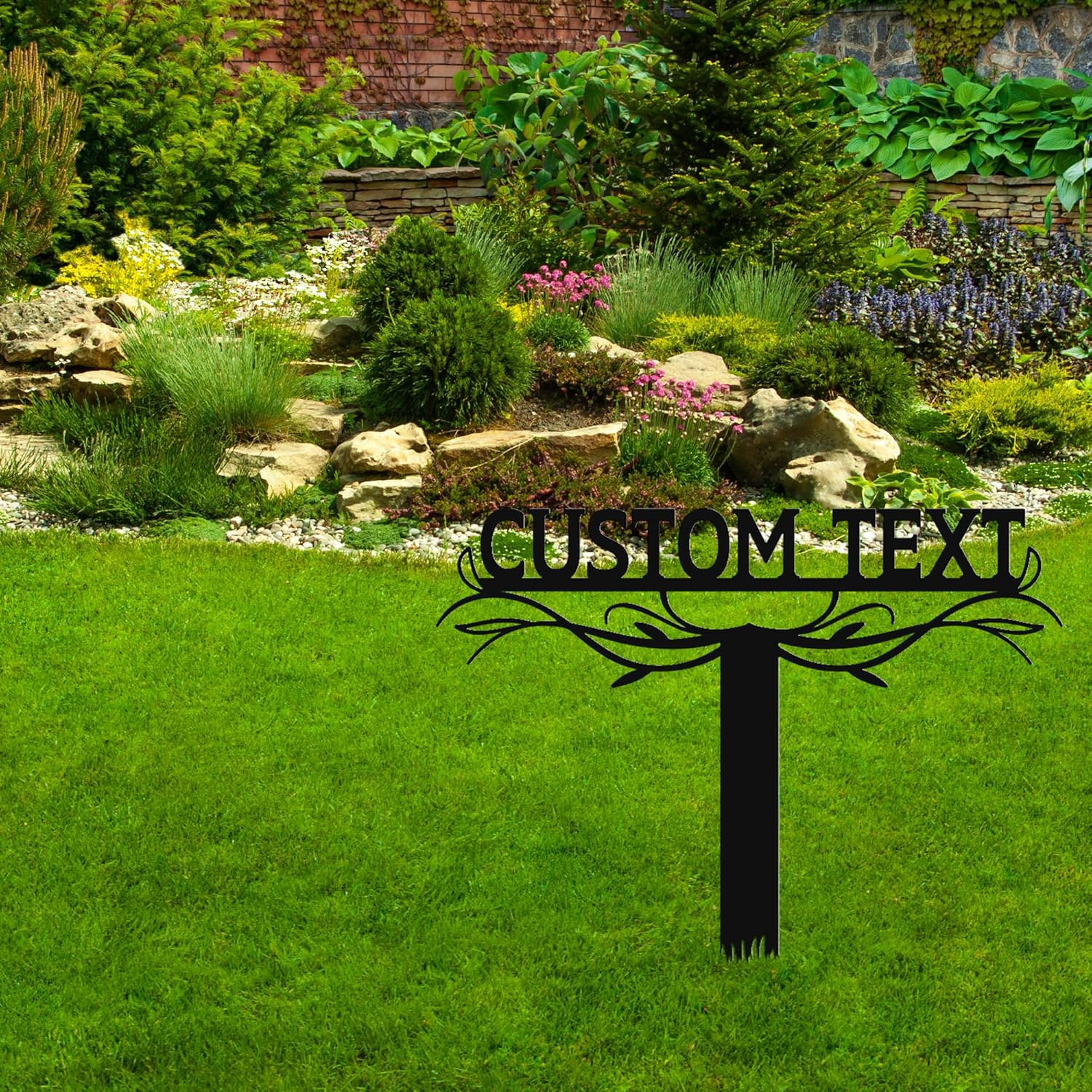 Personalized Metal Text Garden Sign with Stake, Custom Garden Decor for Outdoor, Custom Family Name