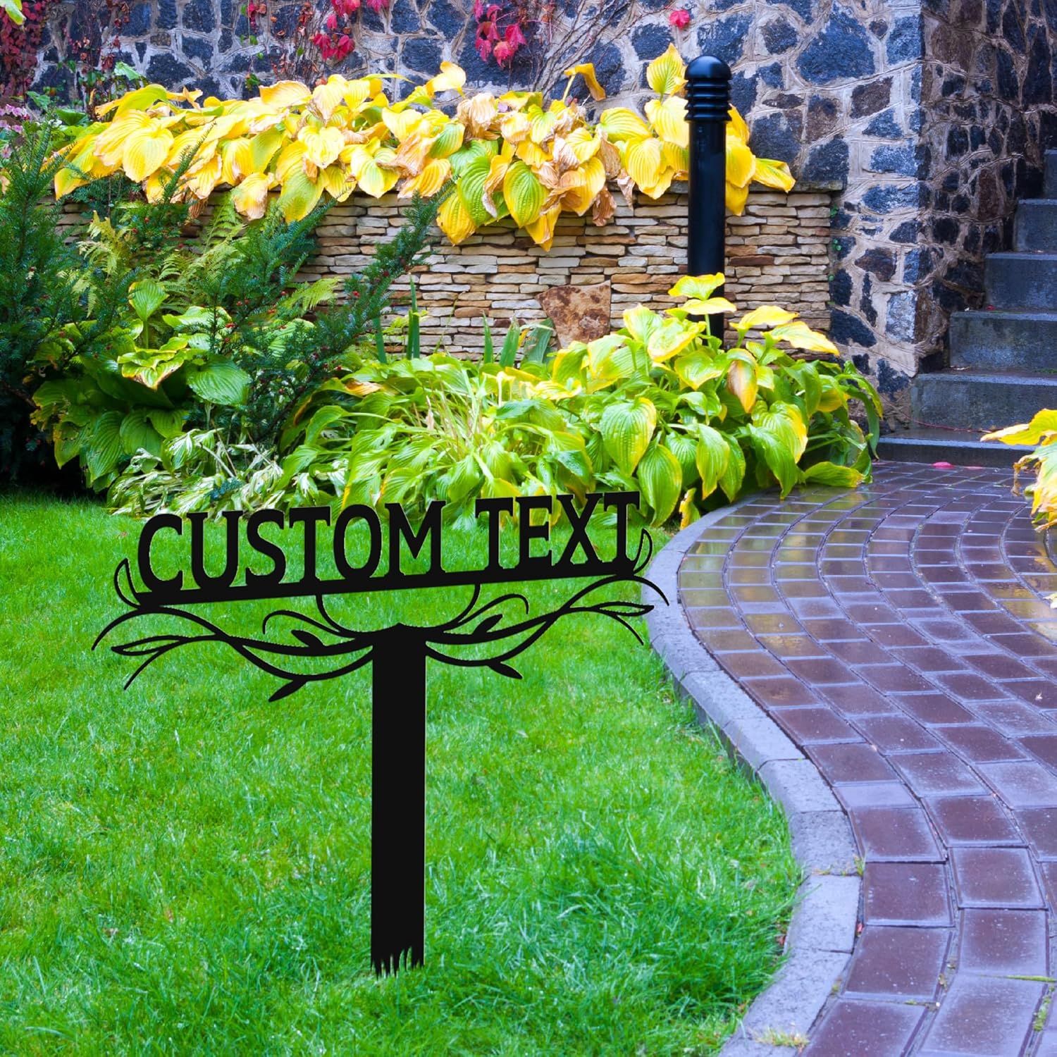Personalized Metal Text Garden Sign with Stake, Custom Garden Decor for Outdoor, Custom Family Name
