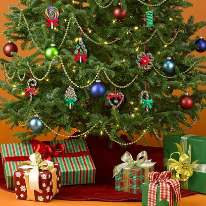 codree 8 Pcs Christmas Lollipop Ornaments- Rainbow Candy Cane Hanging Ornaments for Christmas Tree
