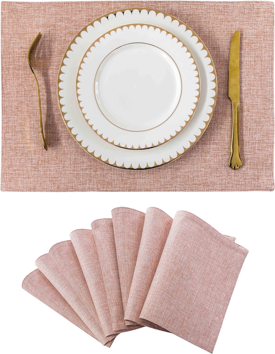 Home Brilliant Placemats Set of 8 Heat Resistant Dining Table Place Mats for Kitchen Table Party