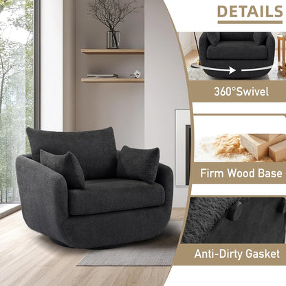 360° Swivel Accent Armchair Set of 2, 39.3" Oversized, Sherpa Boucle Fabric Sofa Chair with