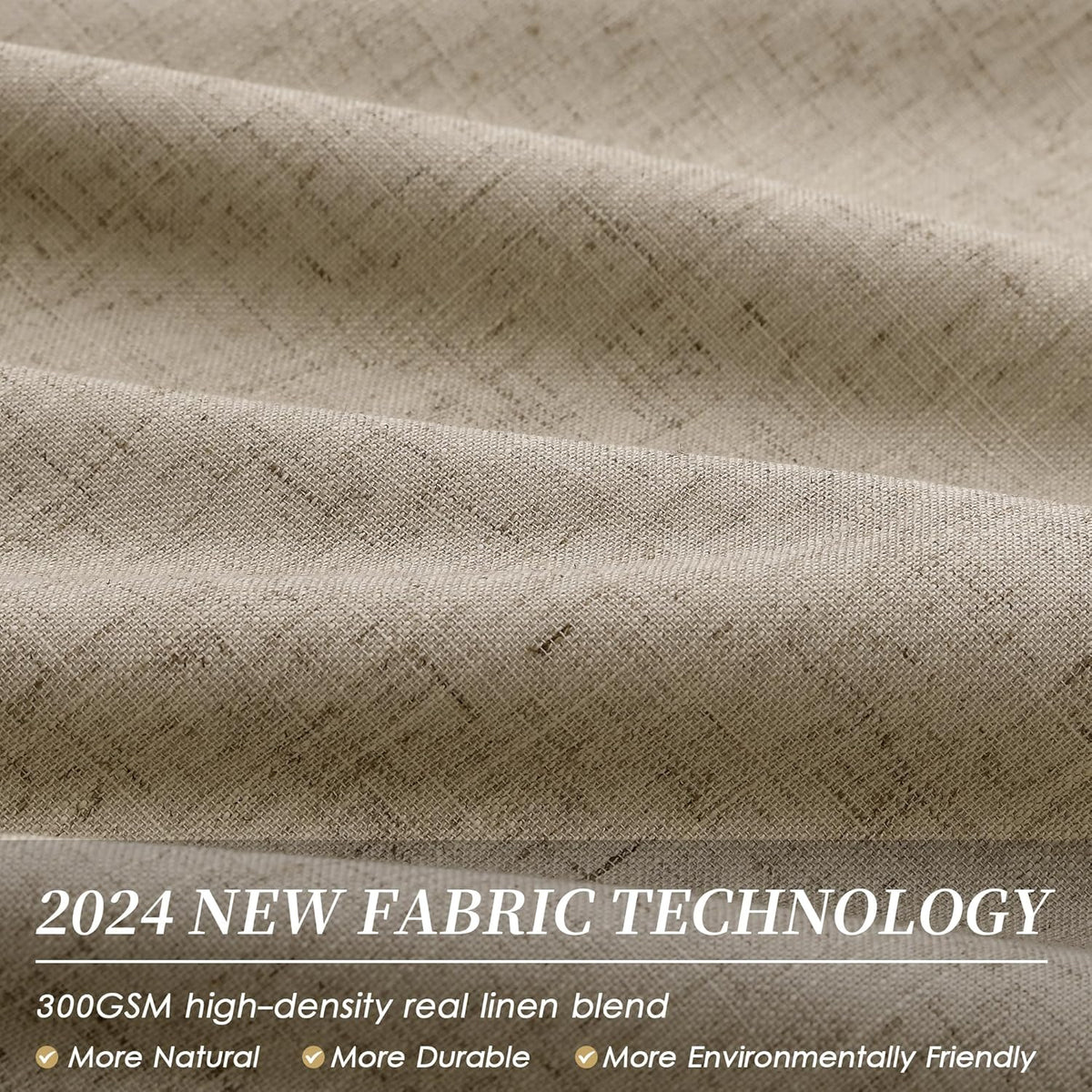 BOODII Khaki Linen 100% Blackout Curtains for Bedroom 102 Inch Long 2 Panels Window Curtain Floor