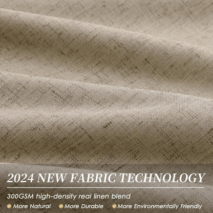 BOODII Khaki Linen 100% Blackout Curtains for Bedroom 102 Inch Long 2 Panels Window Curtain Floor