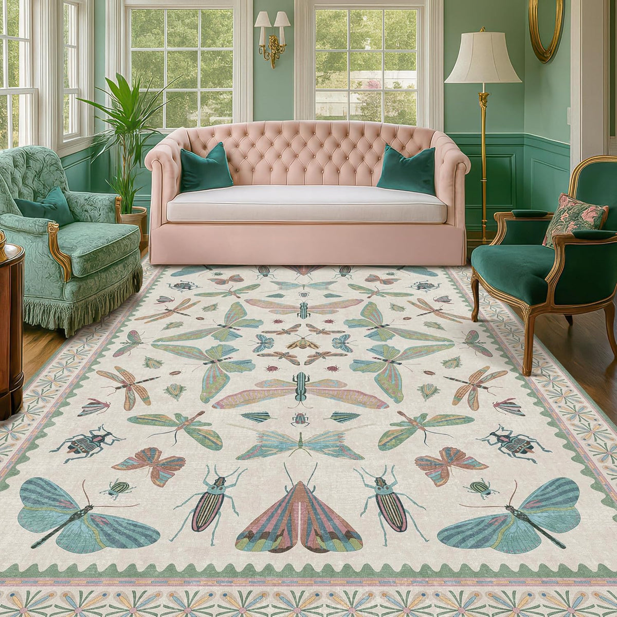 Sage Green Rugs for Bedroom Under Bed - 6x9 Area Rug for Living Room, Dining Room, Kids Playroom