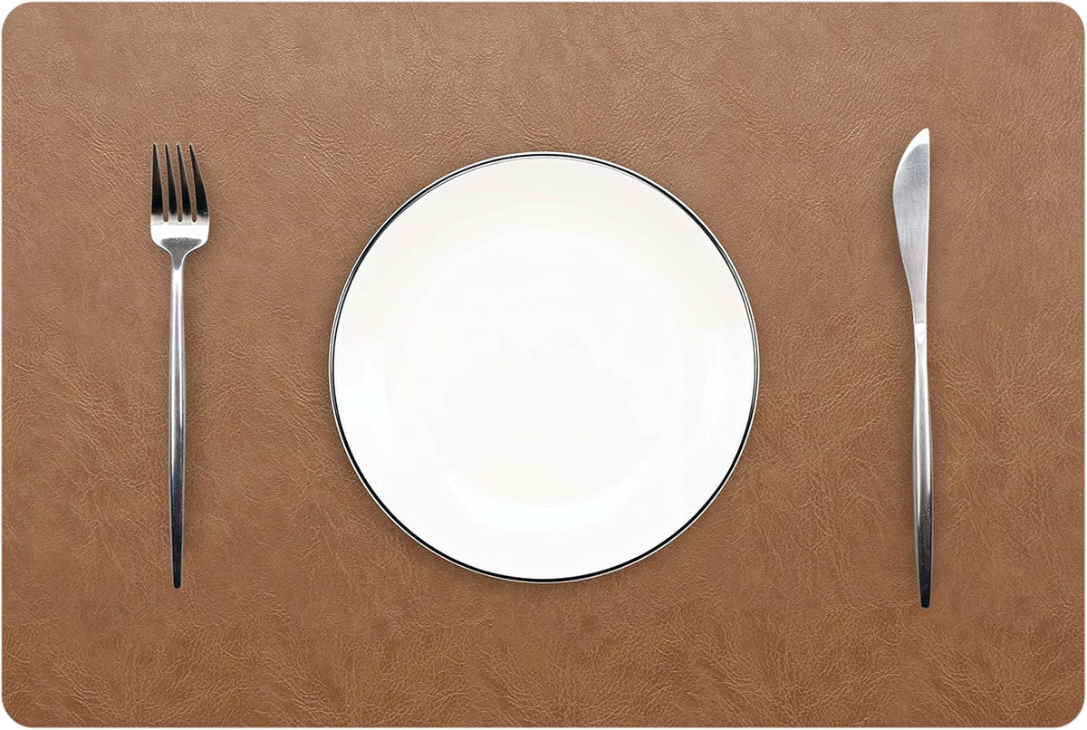 Set of 8 Faux Leather Placemats, PU Table Mats, Waterproof, Stain Resistant, Heat Resistant