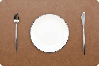 Set of 8 Faux Leather Placemats, PU Table Mats, Waterproof, Stain Resistant, Heat Resistant