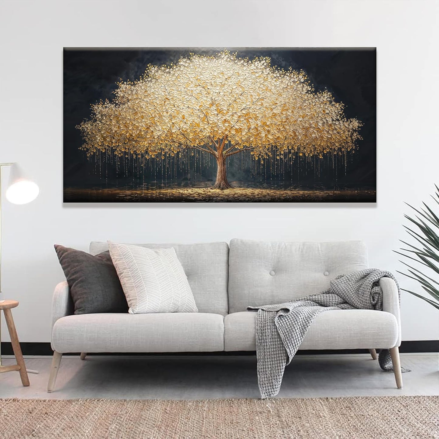 Tsomzxng Abstract Wall Art Gold Tree Of Life Artwork Canvas Art Wall Decor Painting Prints Gold