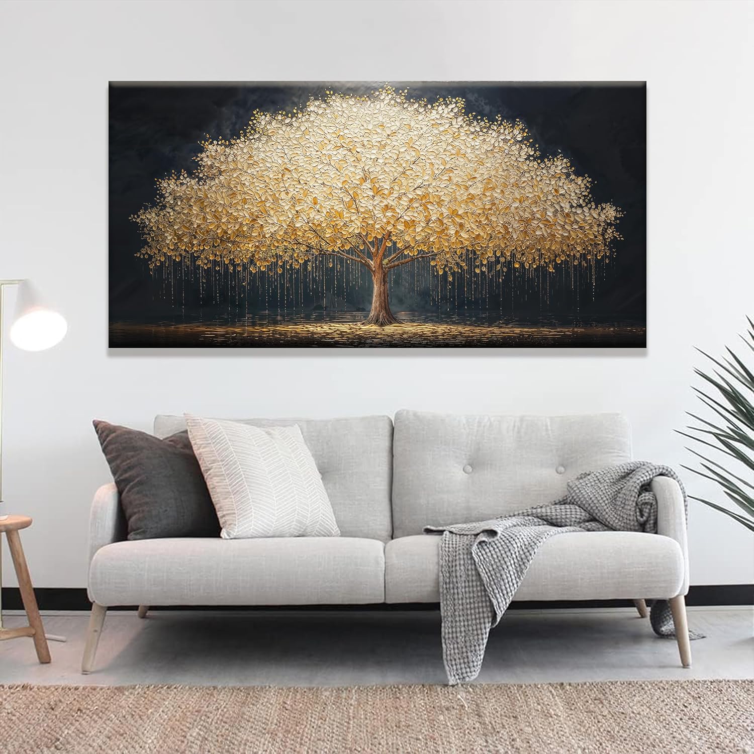 Tsomzxng Abstract Wall Art Gold Tree Of Life Artwork Canvas Art Wall Decor Painting Prints Gold