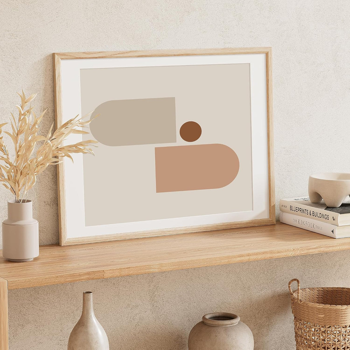 18x24 Poster Frame Set of 4 Natural Solid Oak Photo Frames with 16x20 Removable Mat Wall Hanging