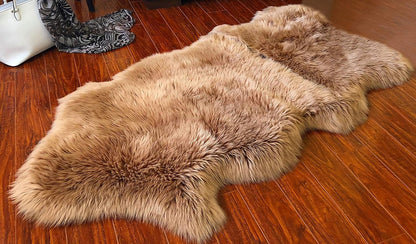 LAMBZY Faux Sheepskin Hypoallergenic Free Shape Silky Shag Rug, Luxury Shaggy Silky Plush Carpet