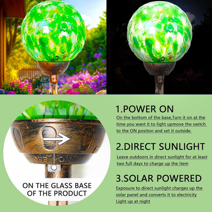 Garden Solar Lights, Decorative LED Honeycomb Glass Ball Garden Stake, Glass and Metal Outdoor