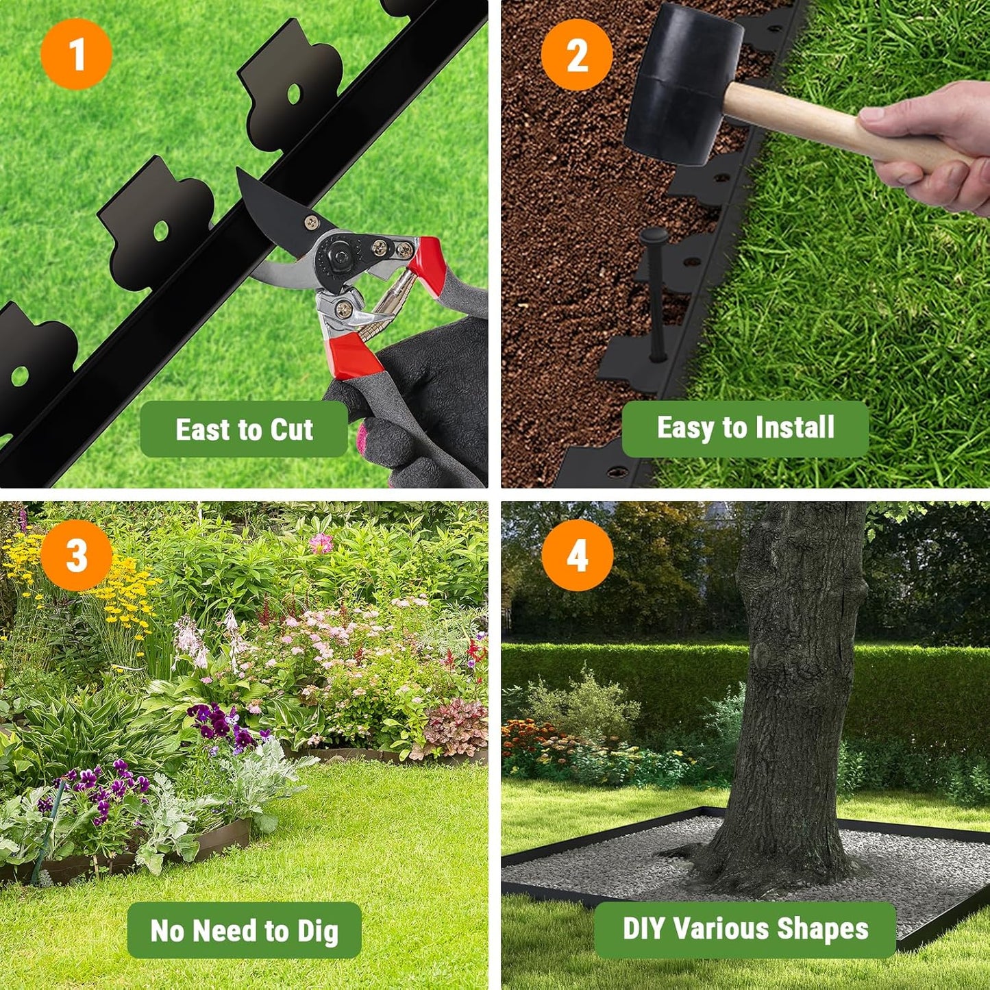 Mars Villa Landscape Edging Border 100FT No Dig Garden Edging Kit Flexible Landscape Edging 4 inch