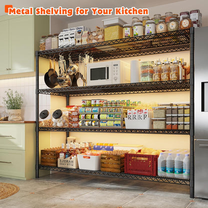 REIBII 60" W Storage Shelves 2878LBS Wire Shelving Unit with Wheels Heavy Duty Metal Shelving