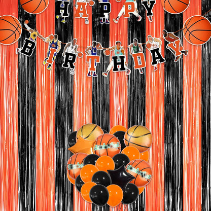 Black Orange Streamers Party Backdrop - GREATRIL Tinsel Fringe Curtain for Halloween