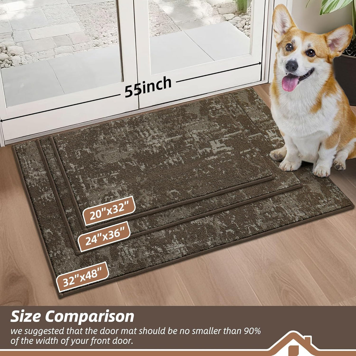 BEQHAUSE Dirt Trapper Door Mat 24"x36" Non-Slip Door Mats Washable Entryway Rugs Stain Resistant