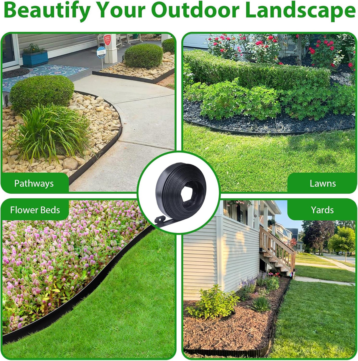 Garden Edging Border,Plastic Edging for Landscaping,Flower Bed, Paver and Lawn Edging Border