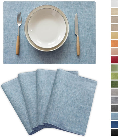Demetex Blue Placemats Set of 4 Heat Resistant Place Mats Linen Cloth Placemat Dining Table Mats