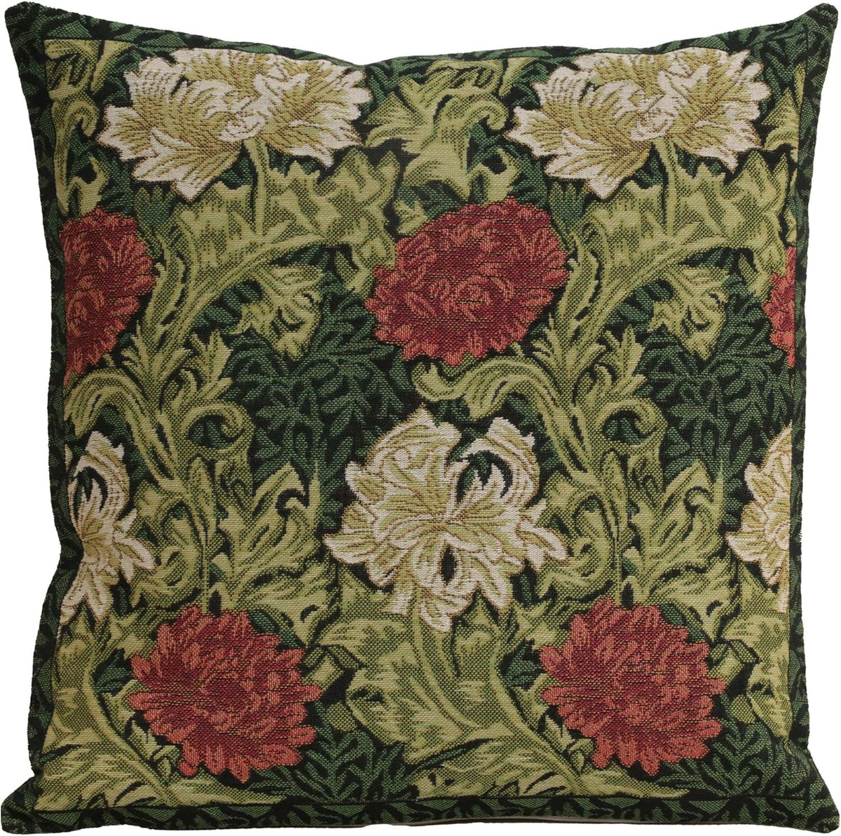 Charlotte Home Furnishings Throw Pillow Covers 16x16 in, Green Chrysanthemum Decorative Pillow