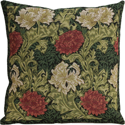 Charlotte Home Furnishings Throw Pillow Covers 16x16 in, Green Chrysanthemum Decorative Pillow