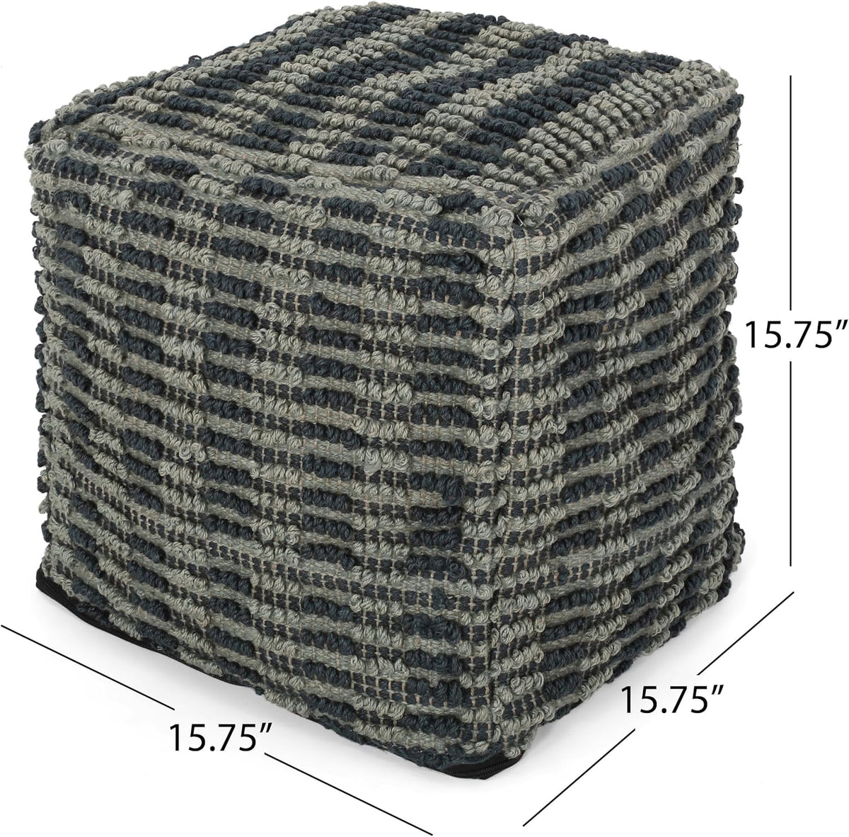 GDFStudio Boho Handmade Fabric Cube Pouf Ottoman Foot Stool - Bean Bag Floor Chair - Foot Rest