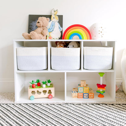 NaturalCozy Storage Cubes 9”x9”x7”Cotton Rope Woven Baskets for Organizing 3-Pack | 9 Inch Cube