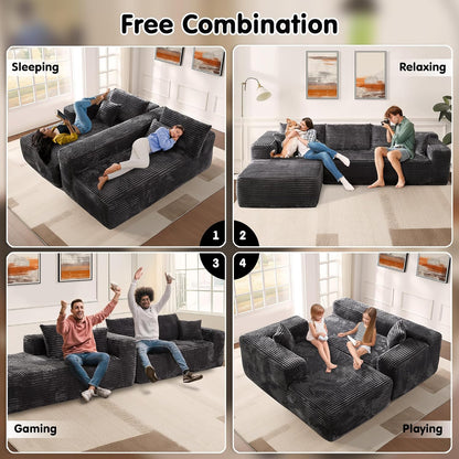 ovios 104" Cloud Sectional Couch with L-Shape Chaise,Modern Modular Sofa with Deep Seat