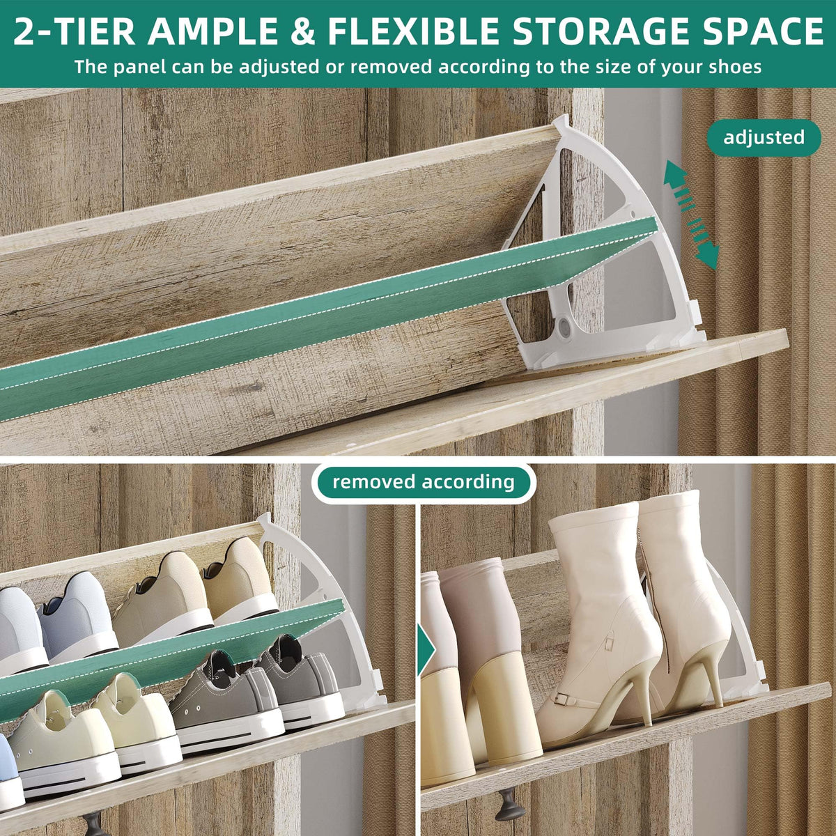 YITAHOME Shoe Cabinet with 2 Flip Drawers