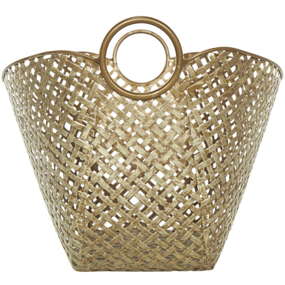 Deco 79 Metal Handmade Decorative and Functional Storage Basket Woven Inspired Basket Organizer