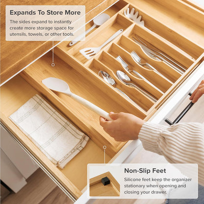 Premium Silverware, Flatware and Utensil Organizer for Kitchen Drawers, Food-Safe Contract Grade