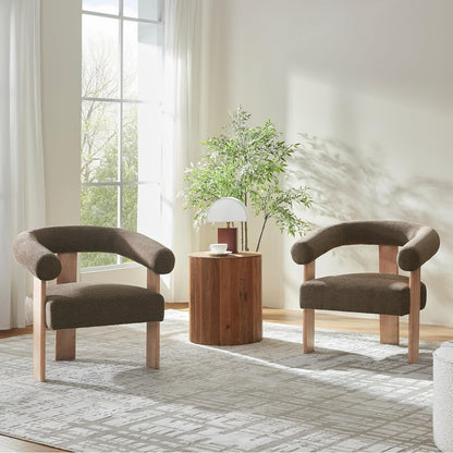 VKNOW Accent Chair Living Room Chair Set of 2, Modern Upholstered Armchair with Solid Wood Legs