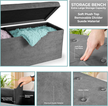 Sorbus Storage Ottoman Bench – Collapsible/Folding Bench Chest with Cover – Perfect Toy and Shoe