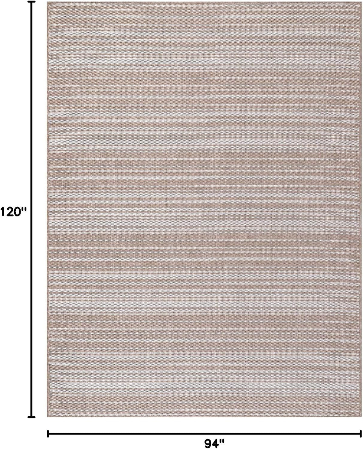 Stripe Outdoor Rug 8x10 Washable Outside Carpet for Indoor Patio Porch Waterproof Easy Cleaning Non