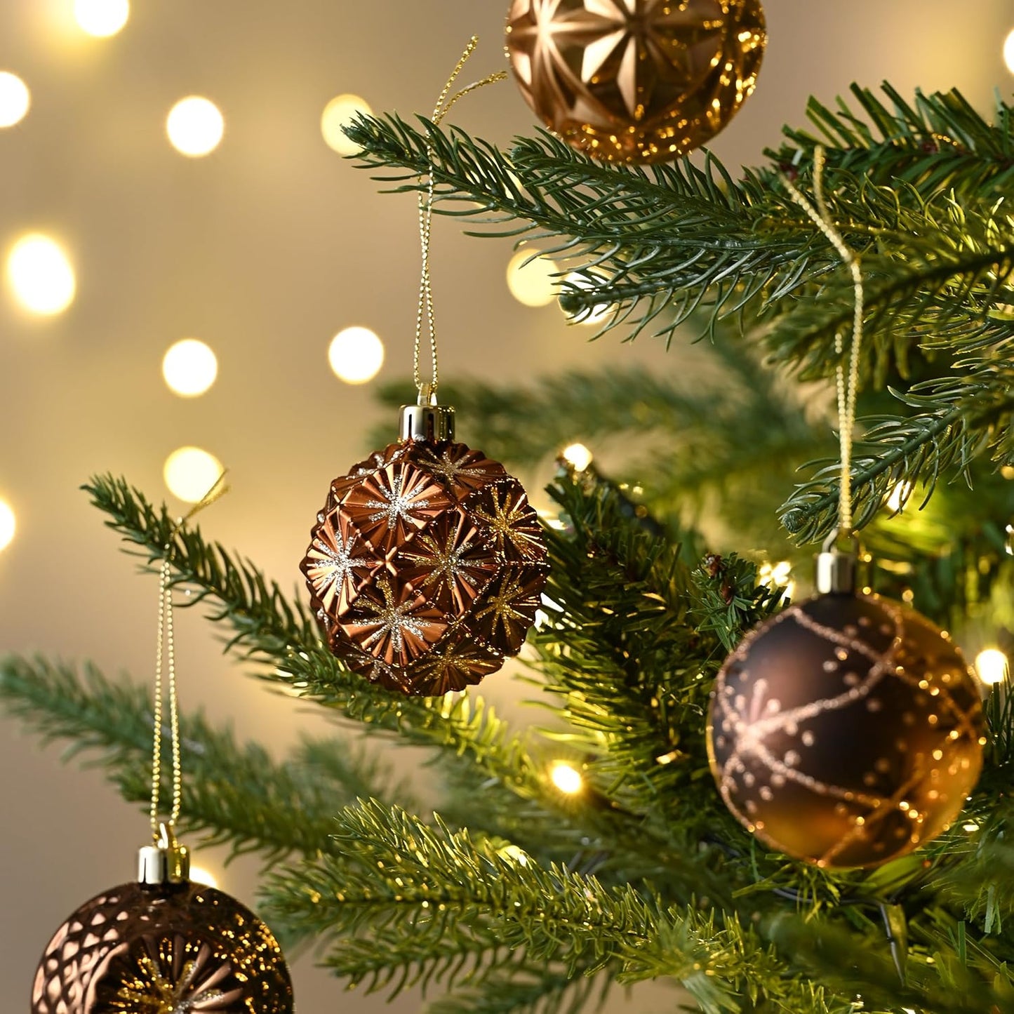 Valery Madelyn Fall Ornaments for Christmas Trees, 16ct Bronze Copper Brown Gold Shatterproof Fall