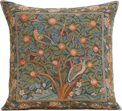 Charlotte Home Furnishings Decorative Tapestry Pillow Cover 19x19 in, Green Woodpecker Couch Pillow