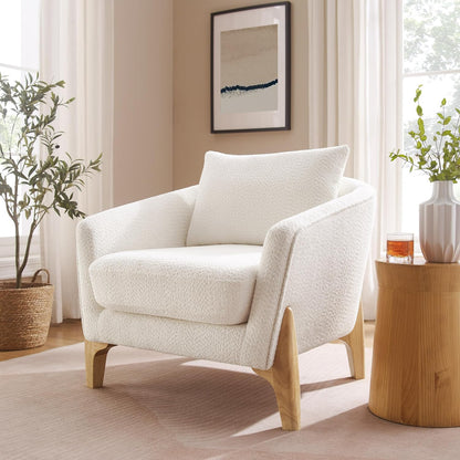 Accent Chair 31" Oversized Reading Chair Comfy Upholstered Boucle Lounge Armchair, Modern Living