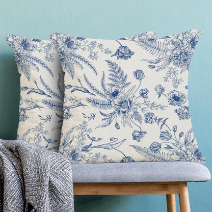CXMEIFLY Spring Floral Leaves Pillow Covers 20 x 20 Inch Set of 2 for Chinoiserie Flowers Decor