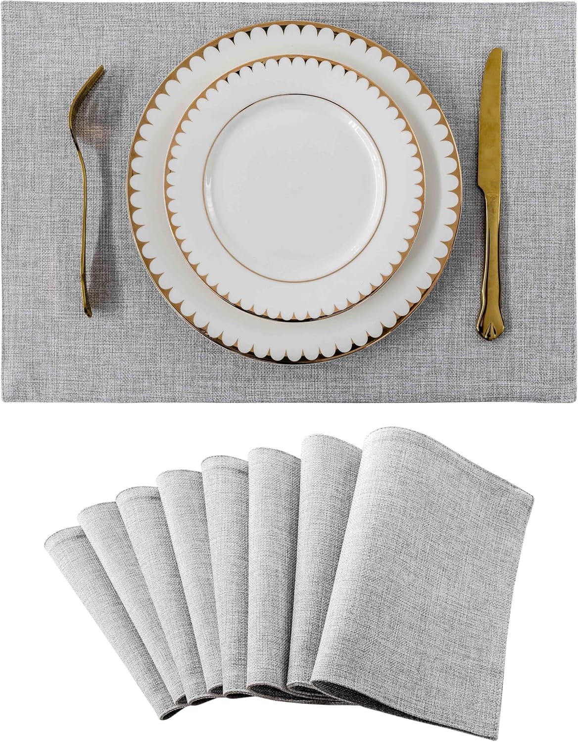Home Brilliant Cloth Placemats Set of 8 Heat Resistant Washable Plate Mats Placemats for Parties